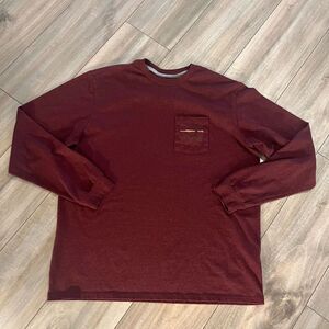 Patagonia Mens Long Sleeve T Shirt Top Burgundy Pocket Men Large Bin‎ O-31